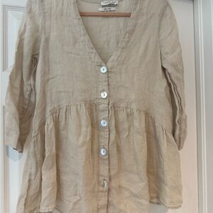Rachel Zoe Beige Button-Down Blouse